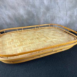 New Large Bamboo Wicker Serving Trays with Handles-Set 2